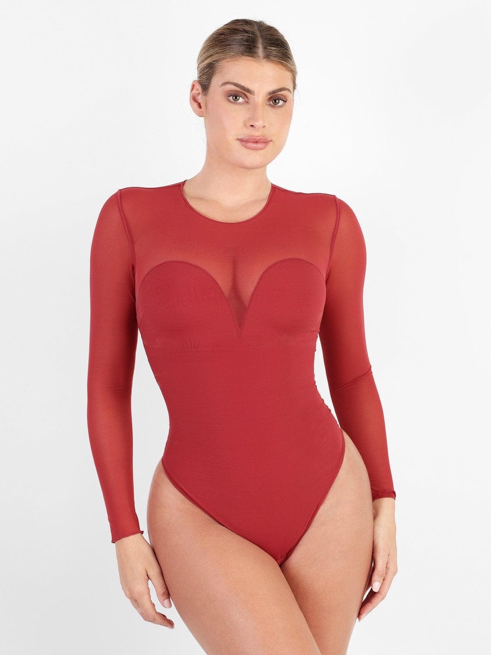 NWT Popilush Shapewear Illusion Mesh Long Sleeve Tummy Control Bodysuit XL